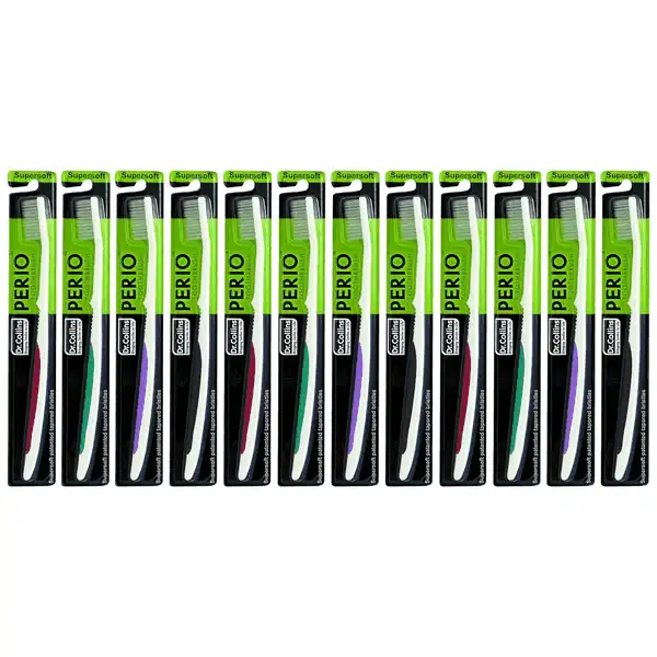  Dr. Collins Perio Toothbrush, (Colors Vary) (Pack of 12)