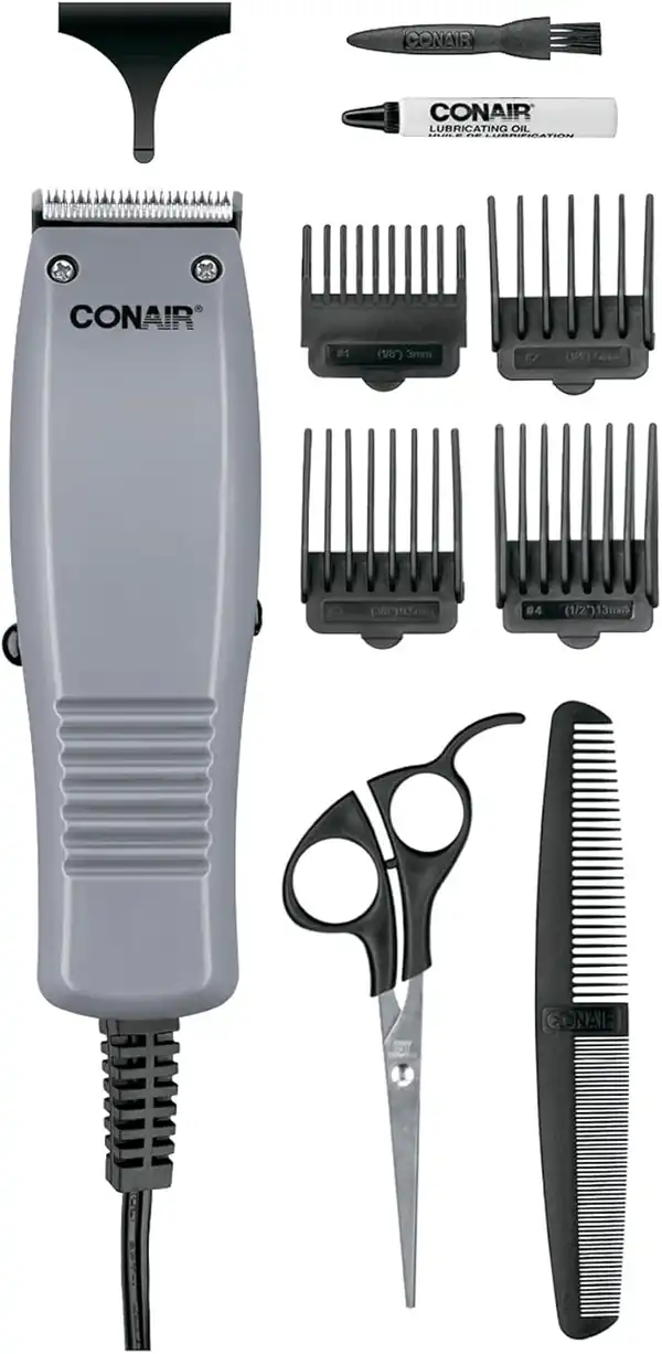  ConairMAN Simple Cut, Hair Clippers for Men, 10-piece Home Hair Cutting Kit