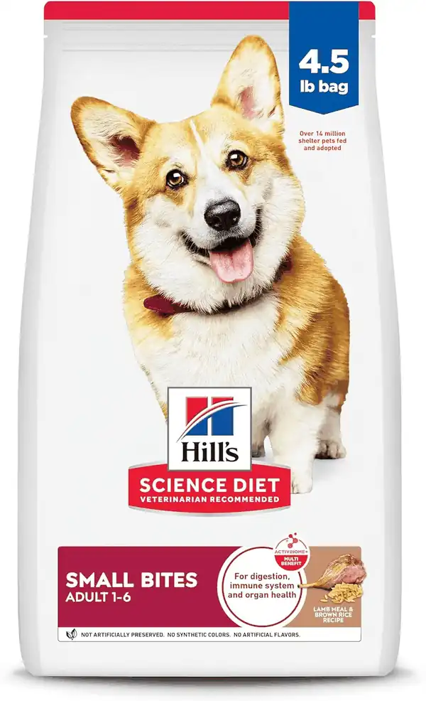  Hill's Science Diet Adult 1-6, Adult 1-6 Premium Nutrition, Small Kibble, Dry Dog Food, Lamb & Brown Rice, 4.5 lb Bag