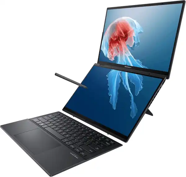  ASUS Zenbook Duo Laptop, Dual 14\u201D OLED 3K 120Hz Touch Display, Intel Evo Certified, Intel Core Ultra 9 185H CPU, Intel Arc Graphics, 32GB RAM, 1TB SSD, Windows 11, Inkwell Gray, UX8406MA-PS99T