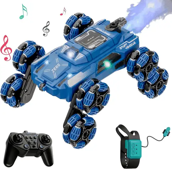 8 Wheels Remote Control Car, Gesture Sensing Rc Car, Cool Toys for 6-13 yr Boys with Spray Light, 2.4Ghz Hand Remote Control Track Double - Sided Climbing Car, Best Christmas Birthday Gifts for Kids