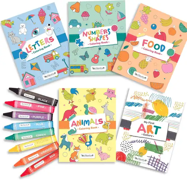 TOYVENTIVE Toddler Coloring Books & Crayons, Toys & Birthday Gifts for 1+,2,3,4 Years Old Boys, Toddlers & Preschoolers Age One,Two,Three,Four yr Olds