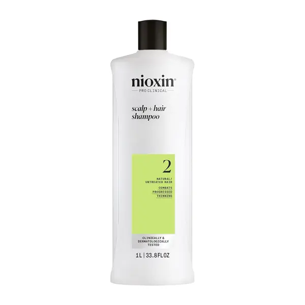 Nioxin System 2 Scalp + Hair Thickening Shampoo For Natural Hair with Progressed Thinning Boost Hair Density with Niacinamide & Biotin