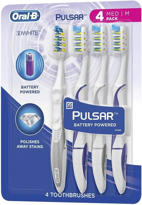 Oral-B Pulsar Vibrating Bristles Toothbrush, Medium, 4 Pack (Colors May Vary)