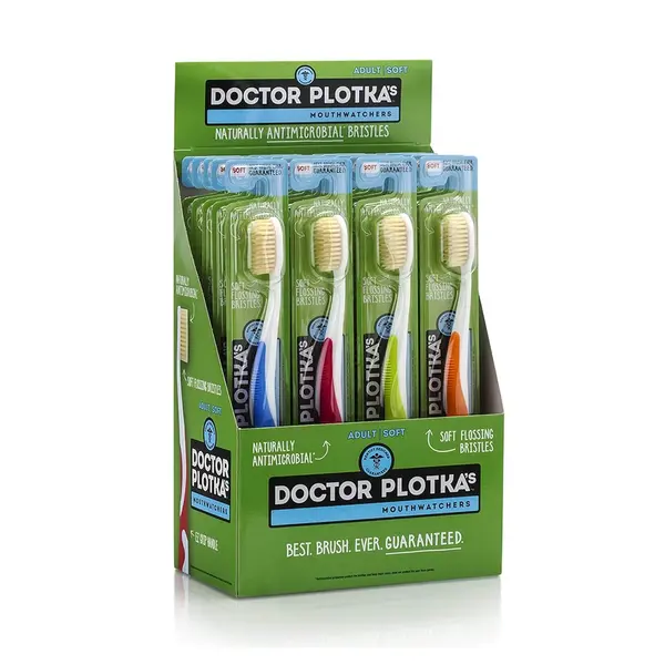 MOUTHWATCHERS Dr Plotkas Extra Soft Flossing Toothbrush Manual Soft Toothbrush for Adults, Ultra Clean Toothbrush, Good for Sensitive Teeth and Gums, 20 Count Box