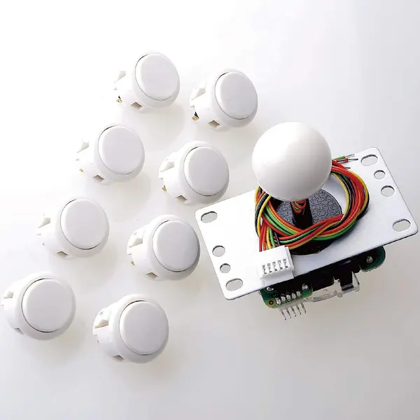 Sanwa JLF-TP-8YT Joystick + Sanwa 8 pcs OBSF-30 Push Button Bundle Kit Color : White - for Arcade Game 4 & 8 Way Adjustable, Compatible with Catz Mad SF4 Tournament Joystick S@NWA