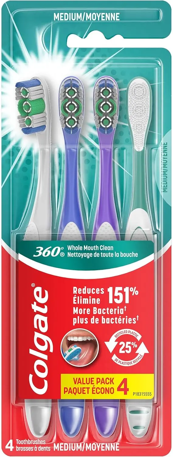 Colgate 360 Adult Toothbrush, Medium (4 Count)