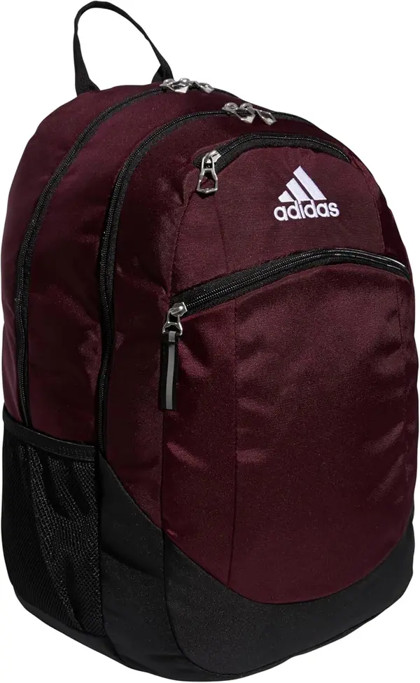 adidas Striker Team Sports Backpack Durable Athletic Gym Laptop Bag for Boys\/Girls, Maroon\/Black\/White\/2.0 (28L), One Size