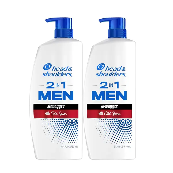 Head & Shoulders Mens 2 in 1 Dandruff Shampoo and Conditioner, Anti-Dandruff Treatment, Old Spice Swagger for Daily Use, Paraben Free, 31.4oz, 2 PACK