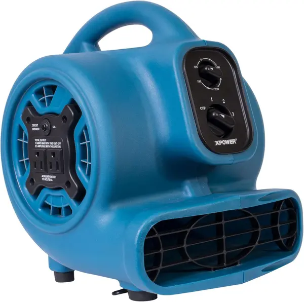 XPOWER P-230AT Mini Mighty 1\/4 HP 925 CFM Centrifugal Air Mover, Carpet Dryer, Floor Fan, Blower, Stackable, Daisy Chain, for Water Damage Restoration, Janitorial, Plumbing, Home Use