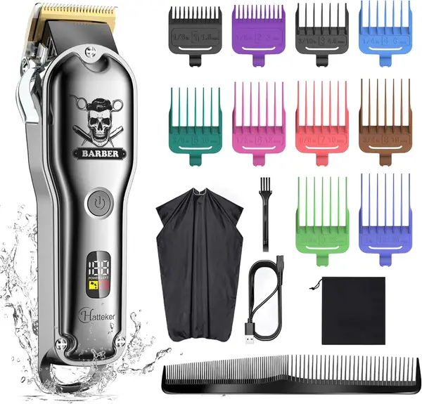 Hatteker Hair Cutting Kit Pro Hair Clippers for Men Professional Barber Clippers IPX7 Waterproof Cordless Beard \/ Hair Trimmer