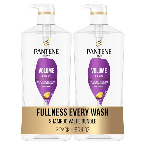 Pantene Shampoo Twin Pack with Hair Treatment, Volumizing Shampoo for Volume & Body, Safe for Color-Treated Fine Hair, 27.7 Fl Oz Each, 2-Pack + Miracle Rescue Shot (0.5 Oz)