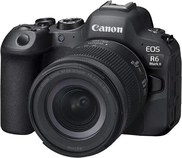 Canon EOS R6 Mark II Mirrorless Camera RF24-105mm F4-7.1 is STM Lens Kit, Full-Frame Hybrid Camera, 24.2 Megapixel CMOS Sensor, Photo and Video Capabilities, Black