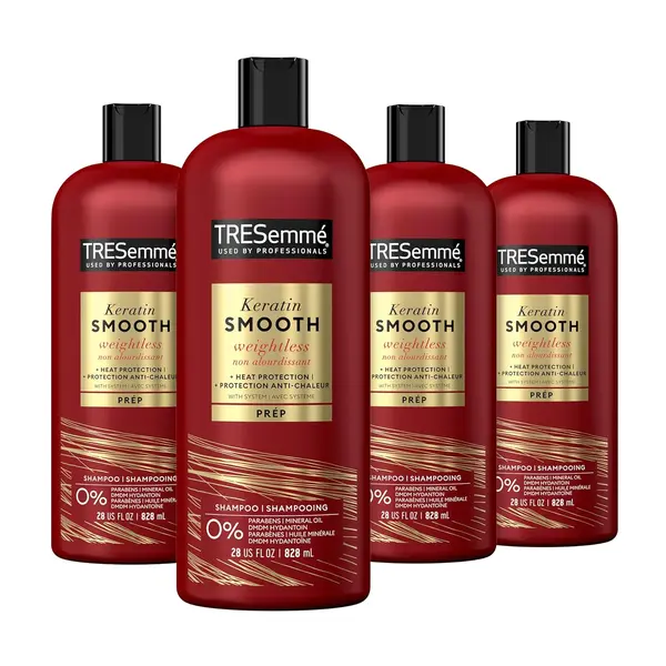 TRESemme Shampoo Keratin Smooth 4 pack Transforming Unruly Hair, Formulated with Lamellar-Discipline, 28 Fl Oz