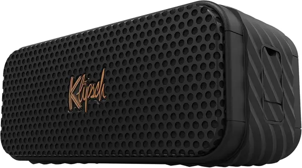 The Klipsch Nashville Portable Bluetooth Speaker with a 2.25" full range drivers for 360 degree audio, IP67 dust and waterproof rating, 24 hours of playtime for a premium live concert experience