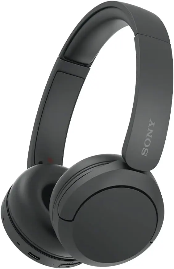 Sony WH-CH520 Best Wireless Bluetooth On-Ear Headphones with Microphone for Calls and Voice Control, Up to 50 Hours Battery Life with Quick Charge Function, Includes USB-C Charging Cable - Black