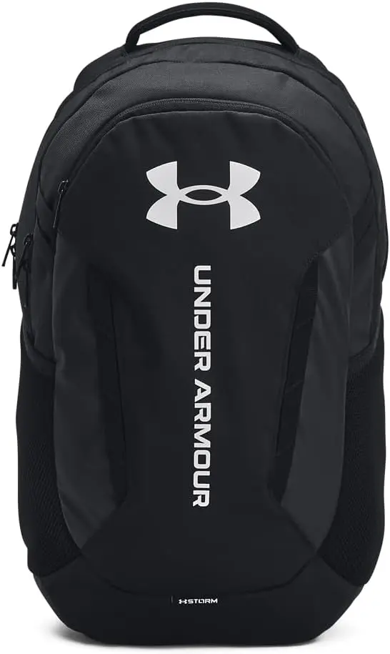 Under Armour Unisex-Adult Hustle 6.0 Backpack, (002) Black\/Black\/White, One Size Fits Most