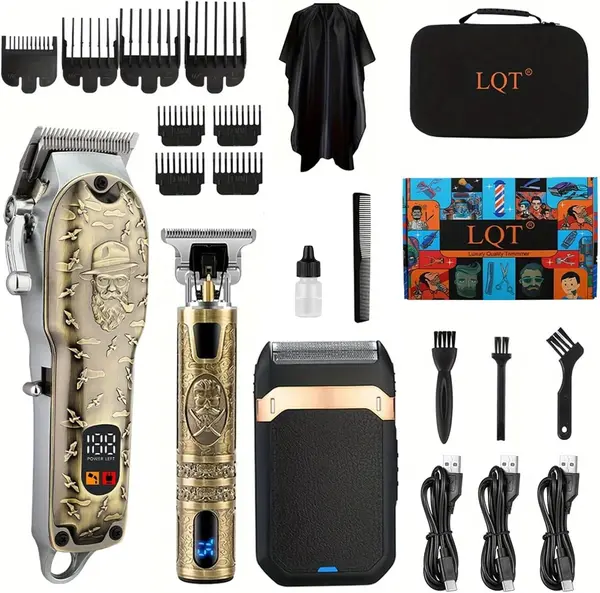 LQT Hair Clippers Set for Men, Hair Clipper Trimmer with LED Display, Professional Cordless Hair Clipper Shaver Beard Trimmer, Hair Cutting Machine for Men, Holiday Gift for Him Father's Day Gift