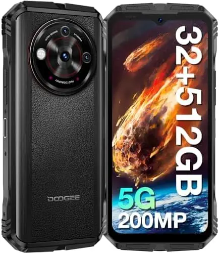 DOOGEE V30 PRO 5G Rugged Smartphone Unlocked, 32GB+512GB\/2TB TF Dimensity 7050 Octa Core Waterproof Android 13 Mobile Phones, 10800mAh, 200MP Main Camera Dual Sim Cell Phone\/WiFi6\/OTG\/NFC - Black