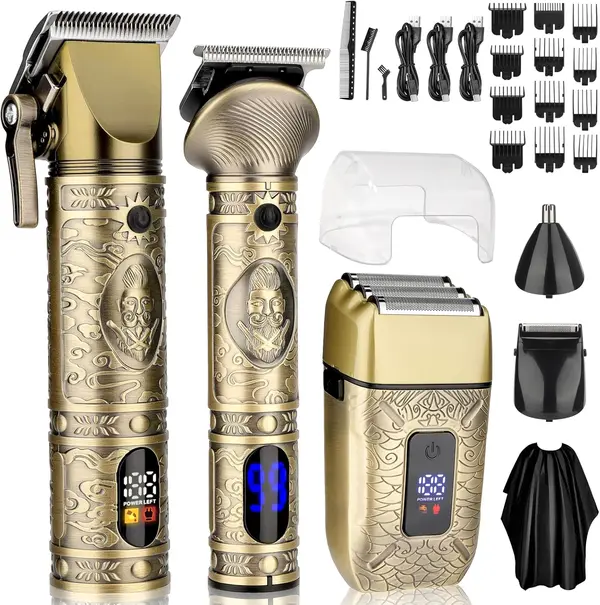 JCHOPE Hair Clippers for Men Cordless, 3 in 1 Men's Grooming Kit, Beard Trimmer for Men, Nose Hair Trimmer, Electric Razor, Shaver with LED Display and Hair Cutting Kit