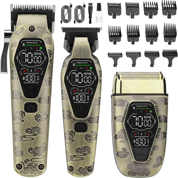 Bomxin Professional Hair Clippers for Men,3 In1 Cordless Beard Trimmer Electric Shavers,T-Blade Barber Clippers And Trimmer Set,Electric Hair Cut Machines,Men\u2019s Grooming Kit for Gifts,for Home, Barber