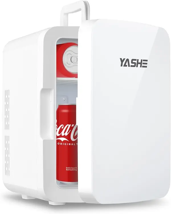 YASHE Mini Fridge, 10 Liter\/12 Cans Skincare Fridge for Bedroom, 110V AC\/ 12V DC Thermoelectric Cooler and Warmer Small Refrigerators for Drink, Office, Car, White