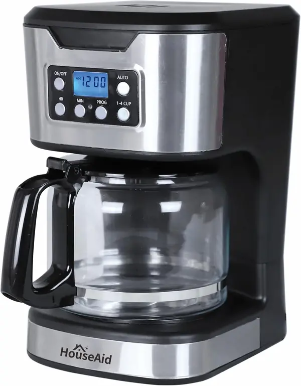 HousesAid 12-Cup Programmable Coffee Maker, 900W with Stainless Steel, Anti-Drip, High-Density Filter, Keep-Warm, Auto Shut-Off - Ideal for Home or Office