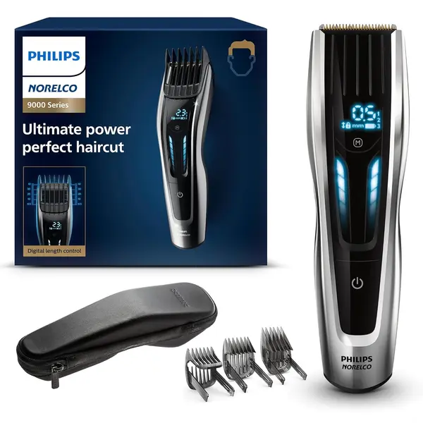 Philips Norelco Hair Clipper 9000 Series, Hair Trimmer, Auto Turbo, Dual Cut Technology, Motorized Combs, 400 Length Settings, 120 Min. Runtime, Zero Maintenance, HC9450\/40