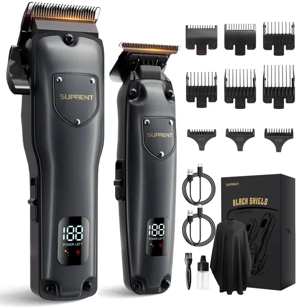 SUPRENT Hair Clippers for Men Professional, USB-C Rechargeable Cordless Clippers for Hair Cutting, Mens Hair Clippers and Trimmer Kit for Barber with LED Display for Barbers & Home Use