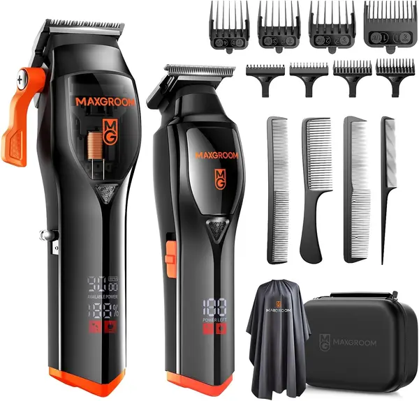 Professional Hair Clippers for Men \u2013 Barber Clipper & Trimmer Set with Maglev Motor, 9000 RPM, DLC Blades, Cordless, Ergonomic Design, Ideal for Barbers Haircut Kit, Fades, with Hard Travel Case