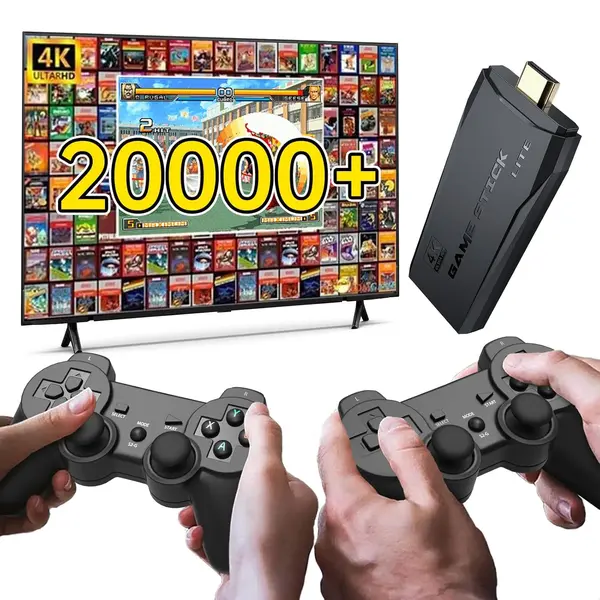 Retro Gaming Console: Retro Game Stick, Wireless Game Stick, Game Stick 4k,20000+ Retro Games, TV-Connectable Game Console(64GB)