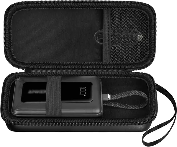 Boobowl Hard Travel Case Compatible with Anker Zolo Power Bank, 10,000mAh 20,000mAh 30W Portable Charger, Storage Bag for Anker Battery Pack with Accessories Mesh Pocket (Box Only)-Black