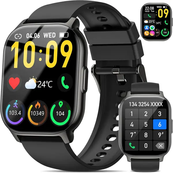 Smart Watch, 2.1" Smart Watches for Men Women(Answer\/Make Call),120+ Sport Modes Fitness Tracker with Sleep Heart Rate Monitor, Pedometer, Watches for Men IP68 Waterproof Fitness Watch for iOS Android