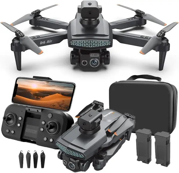 Drone with Camera 4k HD FPV Foldable Drone for Beginners and Kids, Quadcopter with Voice Gesture Control with Carrying Case, One Key Take Off\/Land, Optical Flow Positioning, 360deg Flip, Waypoint Fly,2 Batteries