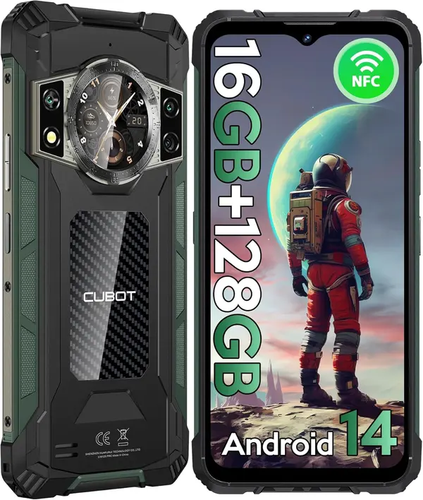 CUBOT KingKong ACE2 Rugged Phone Unlocked, 16GB RAM+128GB ROM\/TF 1TB Cell Phone, 6.56'' 90Hz+1.32''Dual Screen, 5100mAh Battery Smartphone, 48MP Camera, 4G Dual SIM Android14 Phone, IP68\/IP69K\/NFC\/GPS