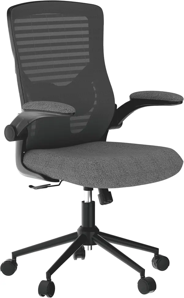 Ergonomic Computer Desk Chair for Long Hours & Lower Back Pain Relief \u2013 Molded Foam Seat Cushion, Adjustable Padded Lumbar Support, Padded Flip-up Armrests, Ideal for Office or Study