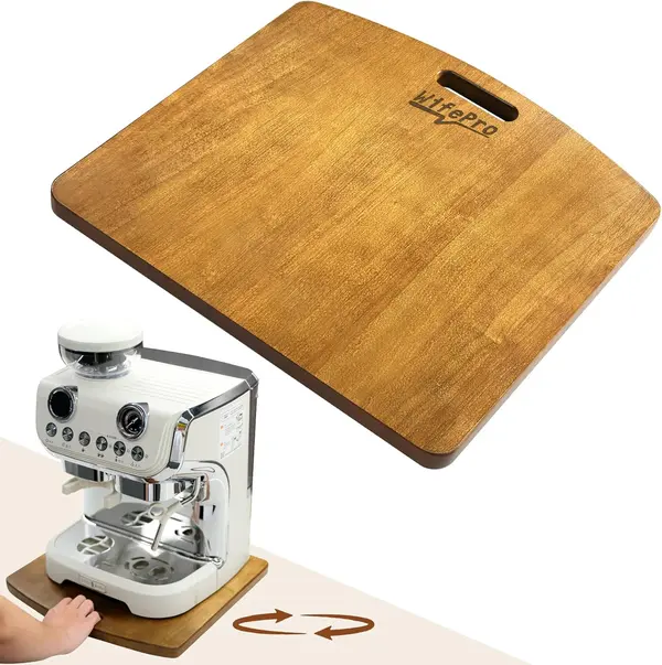 Sliding Tray for Coffee Maker - Solid Wooden Appliance Slider with 360deg Smooth Rolling Wheels for Heavy Kitchen Appliances, Easy Under - Cabinet Access (Approach 13"x14")