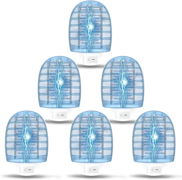 Flying Bug Zapper Indoor, Electronic Insect Killer, Mosquitoes Trap with Blue Lights for Living Room, Home, Kitchen, Bedroom, Baby Room, Office (6 Packs)